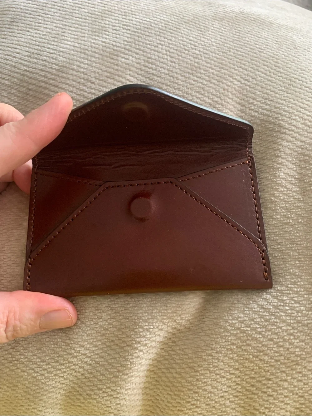 Brown Genuine Smooth Genuine Leather Envelope Business Credit Card Case Western